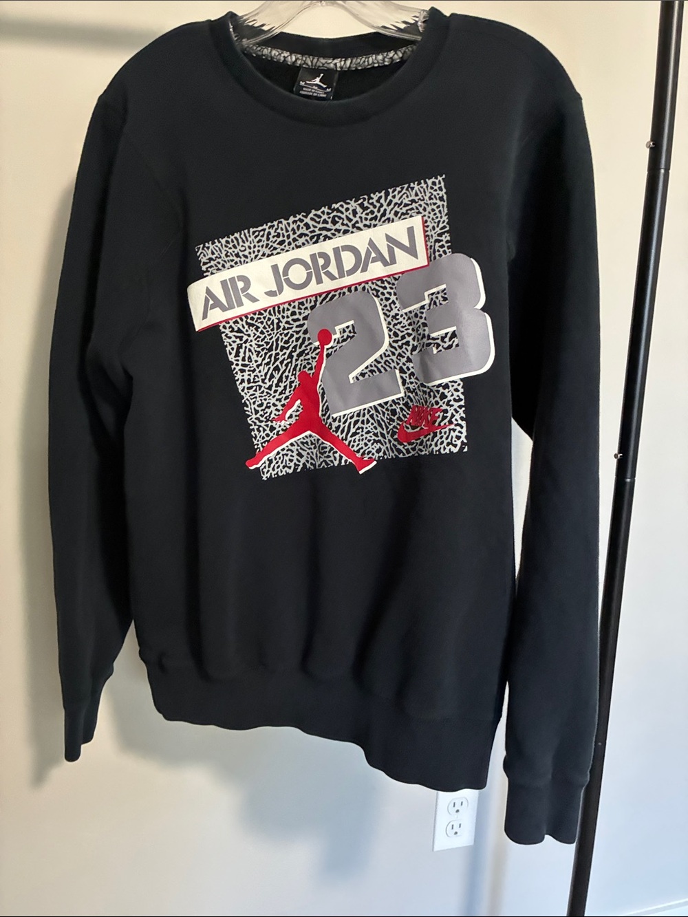 Jordan Black Crewneck with Red & White 23 Graphic Logo